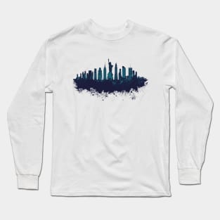 Neww York Skyline Design Long Sleeve T-Shirt